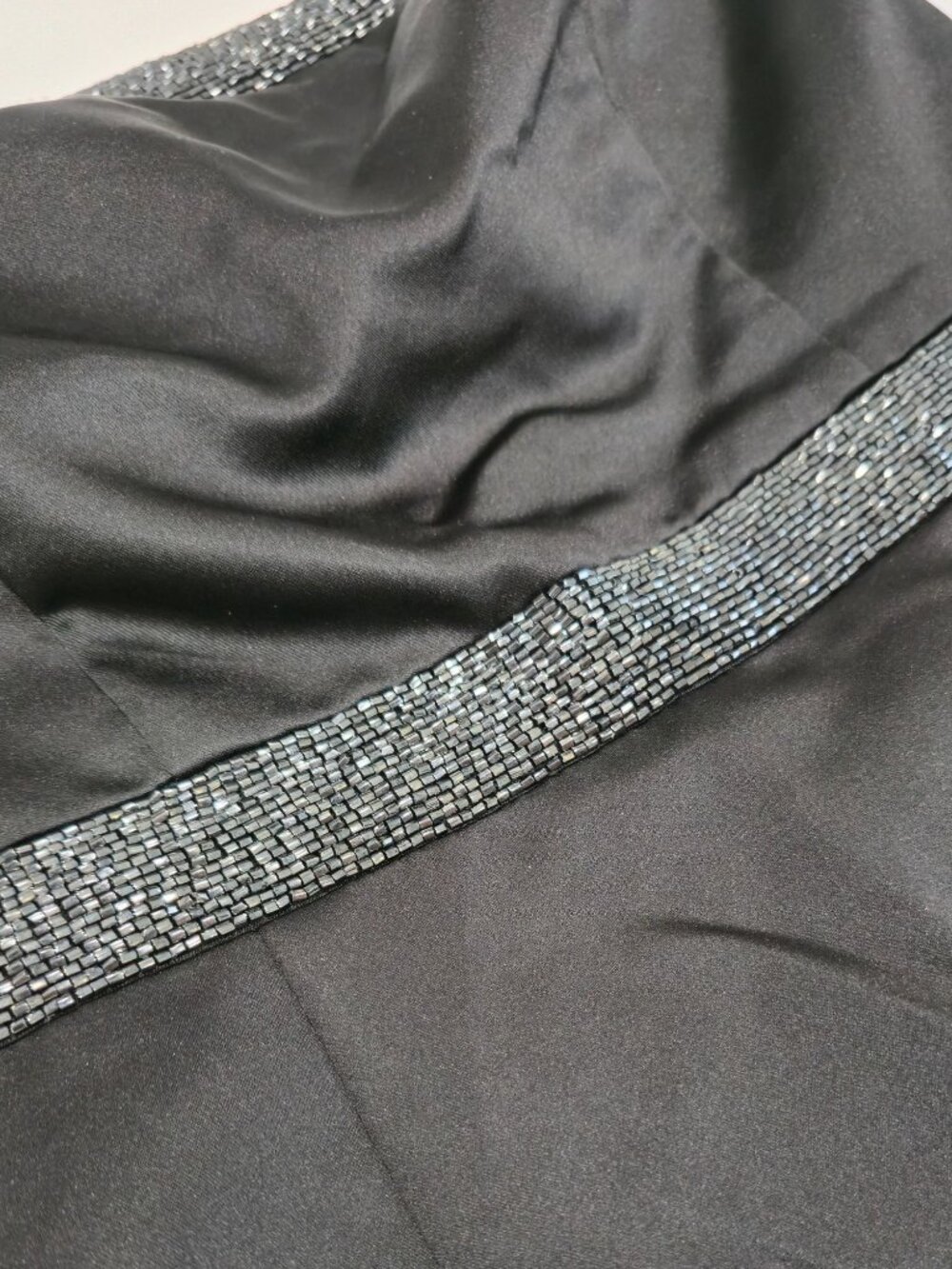 Moda International ✦ Strapless Beaded Trim Cocktail Dress ✦ Black Evening Party - Picture 9 of 12